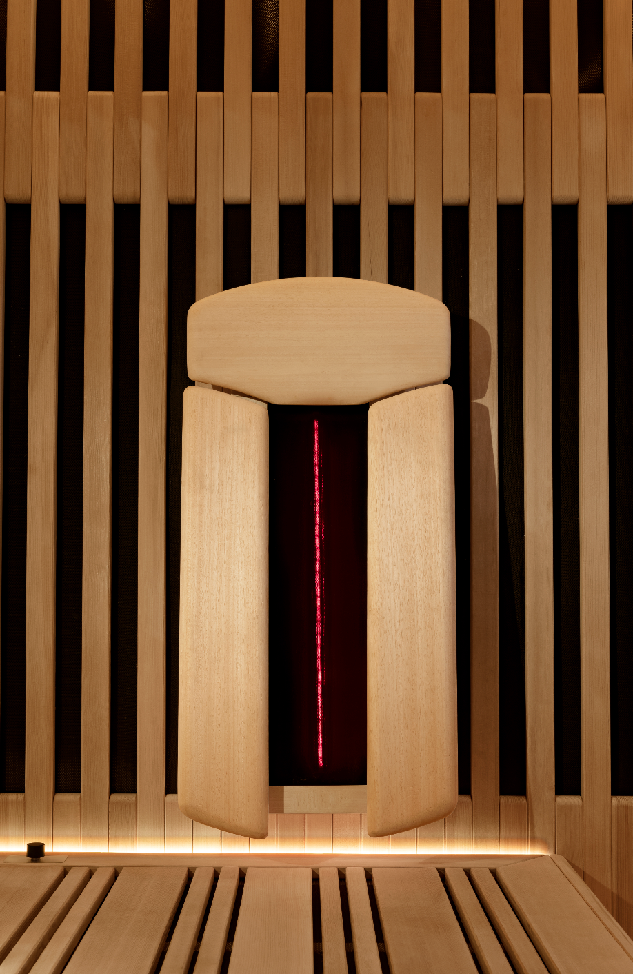 Wooden sauna with a modern design and bio-band